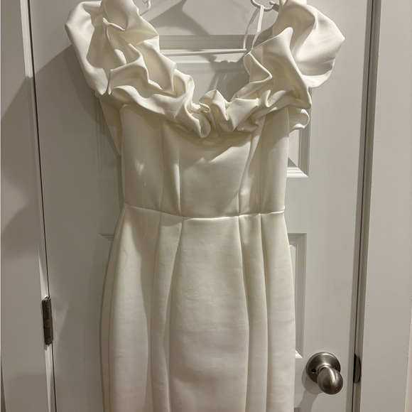 White Ruffle Mini Dress - Picture 2 of 7